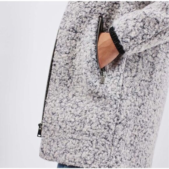 Topshop Abigail boucle grey wool blend coat size 8 - Picture 4 of 13